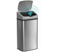 48 L Poubelle à capteur pour la cuisine ou le bureau, fonction de fermeture automatique, acier inoxydable, ton argenté