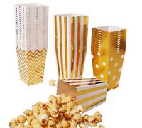 48 pièces/24 pièces/12 pièces/1 pièce Boîte cadeau en feuille d'or pour pop-corn/bonbons, convient pour mariage, anniversaire, carnaval, baby shower, cinéma, Saint-Valentin, rentrée des classes Blanc