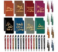 48 Pièces Blocs-Notes Inspirants, 16 Porte-Clés, 16 Stylos et 16 Carnets | 7,6 x 12,7 cm Ensemble Carnets de Motivation, pour Collègues, Enseignants, Étudiants, Bénévoles