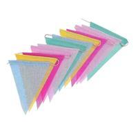 48 pièces Fanion décoratif en Tissu avec 4 Cordes 6, 6 x 5 Pouces Drapeaux triangulaires colorés pour Anniversaire Mariage Baby Shower décoration décorations suspendues