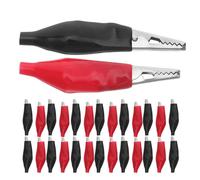 48 Pièces Pince de Test Isolée à Crocodile, Grandes, Rouge Noir | Mâchoires à Ressort, Maintien Sûr, Usage Automobile et Électronique, Gaine PVC et Fer