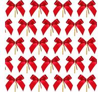 48 Pièces Ruban Nœud de Noël Nœud Papillon Rouge Ornements de Guirlande pour Sapin de Noël Décoration de Noël, Taille S
