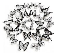 48 Pièces Stickers Muraux Papillons 3D Sticker Papillon Noir et Blanc avec Adhésif Papillons Sticker Mural Maison DIY Décor pour la Maison Salon Salle détude bébé Chambre Fond Stickers muraux