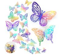 48 Pièces Stickers Papillons 3D Muraux - Décorations Murales Réalistes pour Fête, Chambre, Miroir, Ballon, Fleur ou Cadeau