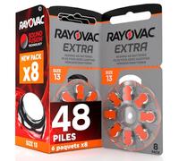 48 Piles Auditives Rayovac Extra 13. 6x8 Piles pour Appareil Auditif | PR41 - 6 blisters de 8 piles