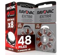 48 Piles Auditives Rayovac Extra 312. 6x8 Piles pour Appareil Auditif | 6 blisters de 8 piles