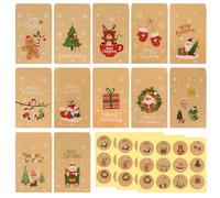 48 Sacs en Papier Marron avec 48 Autocollants, Petite Pochette Cadeau Noel Pochette Cadeau Kraft Petites Enveloppes Brunes 7 x 11 cm Petit Sac Cadeau Pochon Noel pour Stocker Petits Objets, Bonbon