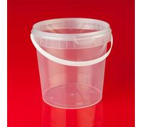 48 seaux de 1 litre avec couvercle, transparent, en polypropylène (PP), adaptés au contact alimentaire