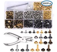 480 ensembles de rivets métalliques tubulaires à Double capuchon, 4 couleurs Multicolore