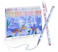 48pcs Stylo acrylique 3D 1,0 mm à gel acrylique 3D Écriture marqueurs de peinture pailletés Feutre Pour Pierre Verre Métal Bois