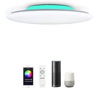 48W Φ50cm Étoilée Plafonnier Led Compatible Amazon Alexa Google Assistant Luminaire Wifi Intelligent Avec Musique Haut Parleur Bluetooth Telecommande Pou Salon Reglable Dimmable Couleur Changeante