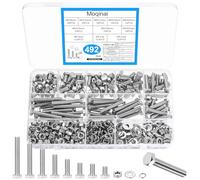 492 Pièces Vis Hexagonales en Acier Inoxydable M5, Set de Vis Métriques avec Écrous et Rondelles, Kit de Boulons M5 pour Machines, Assortiment de Visserie avec Rondelles Plates et Grower