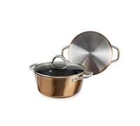 IBILI Casserole Natura Copper 20 cm – Antiadhésif style pierre, couvercle verre, induction