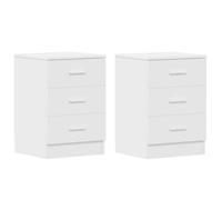 49652& 2 Pcs Tables de chevet - Table De Nuit - Armoire de Rangement - Blanc 38x35x56 cm ,Bois d'ingénierie