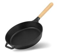 4BIG.fun Brizoll Poêle à frire ronde en fonte Ø 22 cm Profondeur 40 mm Avec manche en bois Compatible avec tous les types de cuisinières