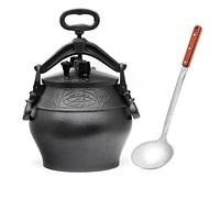 4BIG.fun Kazan oriental 10 L (8,5 L) avec louche en aluminium Kazan Poêle à viande cocotte Asia Cocotte Cuisine des champs Chaudière à goulasch Déco Poêle à viande