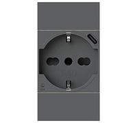 4box - P40 USB 3.0 A pour Bticino® LivingNow™, pour charger vos appareils sans alimentation. Avec connecteur de type C et prise 2P+T. Couleur Anthracite