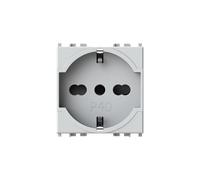 4box - Prise électrique type P40 2P+T compatible Vimar® Arkè™. Permet de connecter une prise Schuko ou une prise 10 ou 16A sans adaptateurs. Installation facile. Couleur : blanc