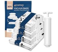4CONVY Sac Sous Vide Vêtements Aspirateur 12 Pièces - Housses de Rangement Sous Vide avec pompe manuelle (4*60x40cm 3*70x50 3*80x60cm 2*100x70cm) - Pochette Sous Vide Réutilisables pour Couette