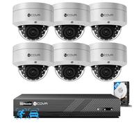 4COVR DLY54AX8M0806 Caméra de surveillance extérieure 4K NVR 8 canaux avec | 6×8MP IK10 Caméras IP dôme PoE anti-vandalisme, reconnaissance personne/véhicule, IP67 résistant aux intempéries