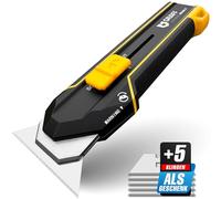 4en1 Cutter Professionnel & Grattoir à Lame Trapeze - Couteau Universel pour Coupe Papier, Carton, Textile, Tapis, Plastique - Couteau Grattoir avec 5 Lames Supplémentaires en SK5 GRAFF