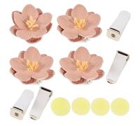 4ensembles Pince de Sortie de Climatisation Voiture, 2 Clips Fleur en fer | Diffuseur D’Arômes Tablettes en Microfibre, Fixation aux Aérateurs, pour Déplacements Longue Durée