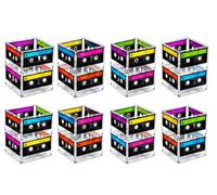 4E's Novelty Lot de 8 cassettes à ruban adhésif pour centre de table - Fournitures de fête sur le thème des années 80 - Décoration de table - Style rétro Hip Hop Pop - Pour adultes et enfants