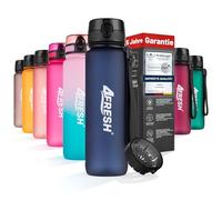 4FRESH Gourde 1000 ml avec Filtre, 1 L, Bouteille de Sport en Tritan Sans BPA, Anti Fuite et Résistante aux Chocs avec Échelle et Sangle, Fermeture 1 Clic pour Sport, Fitness, École, Outdoor et Vélo