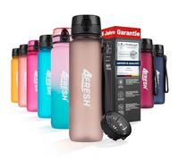 4FRESH Gourde 1000 ml avec Filtre, 1 L, Bouteille de Sport en Tritan Sans BPA, Anti Fuite et Résistante aux Chocs avec Échelle et Sangle, Fermeture 1 Clic pour Sport, Fitness, École, Outdoor et Vélo