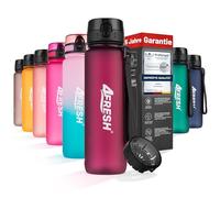 4FRESH Gourde 1000 ml avec Filtre, 1 L, Bouteille de Sport en Tritan Sans BPA, Anti Fuite et Résistante aux Chocs avec Échelle et Sangle, Fermeture 1 Clic pour Sport, Fitness, École, Outdoor et Vélo