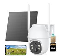 4G LTE caméra de surveillance extérieure solaire avec carte SIM 2K HD 3MP PTZ caméra sans fil sans WLAN extérieur batterie couleur/IR vision de nuit détection PIR avec 32G