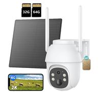 4G LTE caméra de surveillance extérieure solaire avec carte SIM 2K HD 3MP PTZ caméra sans fil sans WLAN extérieur batterie couleur/IR vision de nuit PIR de détection avec 32G&64G