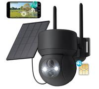 4G LTE Caméra de surveillance extérieure solaire avec carte SIM 2K HD PTZ Caméra sans fil Sans WLAN Extérieur Batterie Couleur Vision Nocturne Détection PIR
