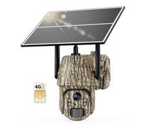 4G LTE Caméra de Surveillance extérieure Solaire avec Carte SIM, caméra Photo sans WiFi avec détection de Mouvement, 4K Vision Nocturne en Couleur, PTZ 360°, Audio bidirectionnel, IP66