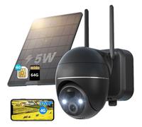 4G LTE caméra de surveillance extérieure solaire avec carte SIM & carte 64G sans WLAN caméra de surveillance extérieure batterie caméra extérieure 355°/120° orientable