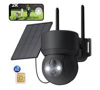 4G LTE Caméra de surveillance extérieure solaire avec carte SIM sans WLAN 2K PTZ sans fil Caméra IP extérieure sans WLAN Détection PIR Couleur/IR Vision nocturne