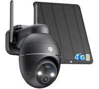 4G LTE Caméra Extérieure sans Fil Solaire avec Carte SIM sans WiFi 2K 3MP Caméra de Surveillance 360° PTZ IP66 Noir