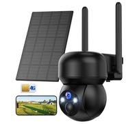 4G LTE Camera Surveillance Solaire Exterieur: 2K Camera Exterieur sans Fil avec Carte SIM 360° PTZ Caméra Batterie sans Wi-Fi Détection Humaine PIR Vision Nocturne Couleur IP66 Audio Bidirectionnel