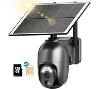 4G LTE Outdoor Solar Surveillance Camera carte SIM & 128 Go 2K HD PTZ sans fil sans batterie WLAN, 355 °/100 ° de rotation, la vision de nuit couleur, 2 voies