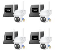 4G / LTE PTZ caméra de surveillance solaire 3MP avec carte SIM audio 2 voies, suivi de mouvement IA couleur vision de nuit 4pcs avec 32GB microSD