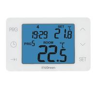 4GREEN CC 15B - Thermostat Digital à Piles pour Chaudière, Mural Programmable Hebdomadaire avec Écran Tactile, Blanc