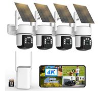 4K Camera Surveillance WiFi Exterieure sans Fil,4 Cam-Kit avec Home Station/Camera Solaire,360° PTZ Sécurité à Domicile,Vision Vocturne,Alarme,Audio Bidirectionnel,2.4/5G WiFi,Suivi Automatique,8MP HD
