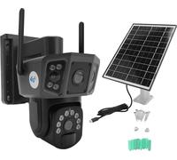4K - Caméras de surveillance 4G 8 MP HD Solar Power Batterie double objectif à l'extérieur de la caméra de surveillance avec reconnaissance humaine pour la maison