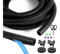 4M Gaine Cable Electrique, Gaine Electrique 10mm, avec Guide-câble, Gaine Annelée Fendue, Tube Protection Câbles Électriques Tuyau pour Voiture,Automobile,Cache Extérieur