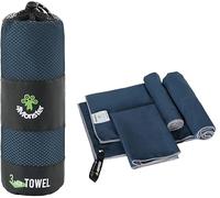 4Monster Lot de 3 serviettes en microfibre - Séchage rapide - Ultra légères - Absorbantes - Pour voyage, sport, camping, fitness, sauna - Bleu marine