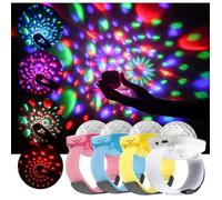 4Pack Mini Projecteur Lumière Disco, Boule Cristal à Effets RGB, Bracelets LED portable, Rechargeable par USB-Idéal pour Fête/Soirée