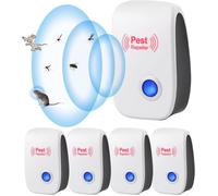 4PC Répulsif Ultrason Anti-Rongeurs Insectes,Poulailler Ultrason Souris et Rats,Campagne Répulsif Anti Moustique Ultrason,Intérieur