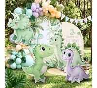 4pcs/1 pièce Grande décoration creuse en carton de dinosaure, support de fond de fête d'anniversaire de dinosaure, panneau de jardin, accessoire de photobooth de dinosaure mignon, fournitures de fête 