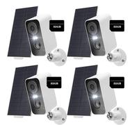 4PCS 2K caméra de surveillance extérieure batterie, caméra WLAN avec vision nocturne couleur, caméra solaire surveillance extérieure carte mémoire 32GB