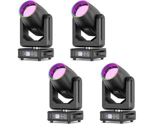 4PCS 300W Lyre LED Beam Lumière 18 Gobos 15 Couleurs RGBW Lumières de scène DMX Luminaires à tête rotative pour DJ Fête Bar Soirées Éclairage